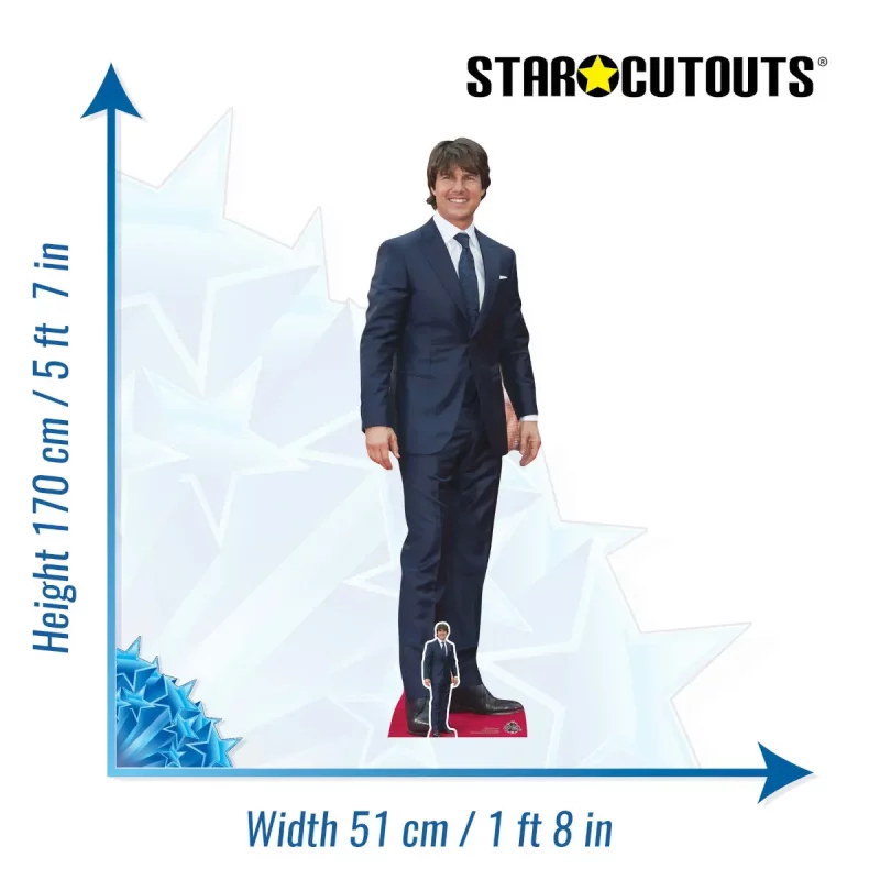 CS637 Tom Cruise 'Blue Suit' (American Actor) Lifesize + Mini Cardboard Cutout Standee Size