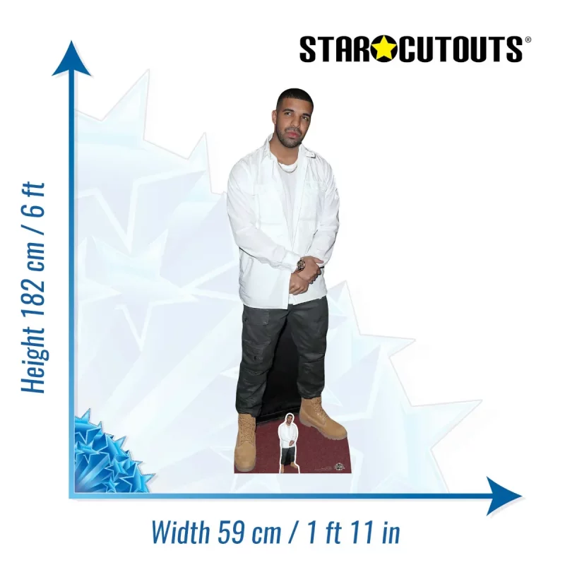 CS671 Drake 'Casual' (Canadian Rapper) Lifesize + Mini Cardboard Cutout Standee Size