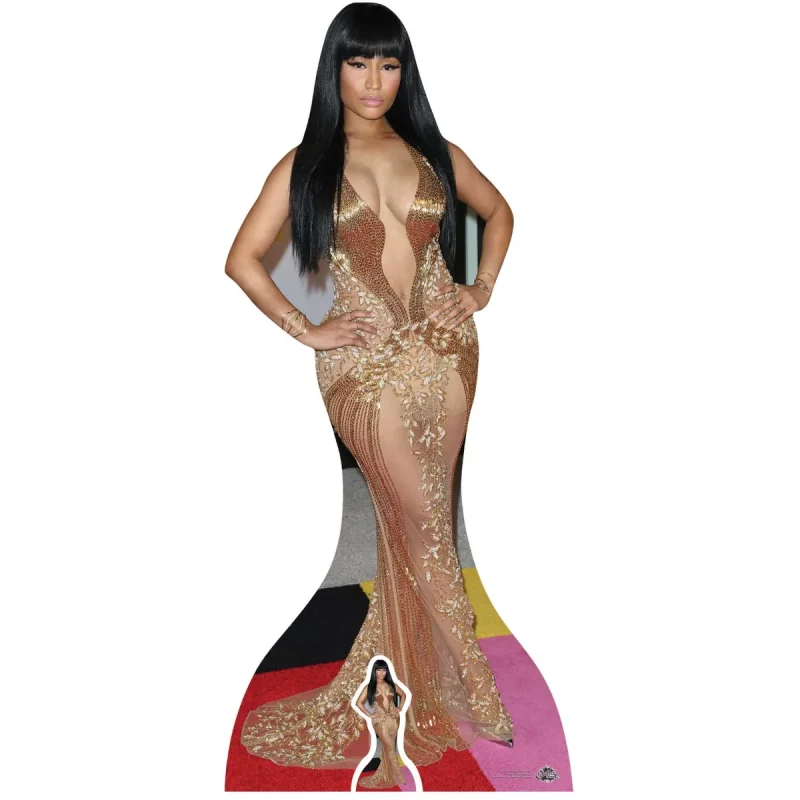 CS679 Nicki Minaj 'Gold Dress' (Trinidadian Rapper) Lifesize + Mini Cardboard Cutout Standee Front