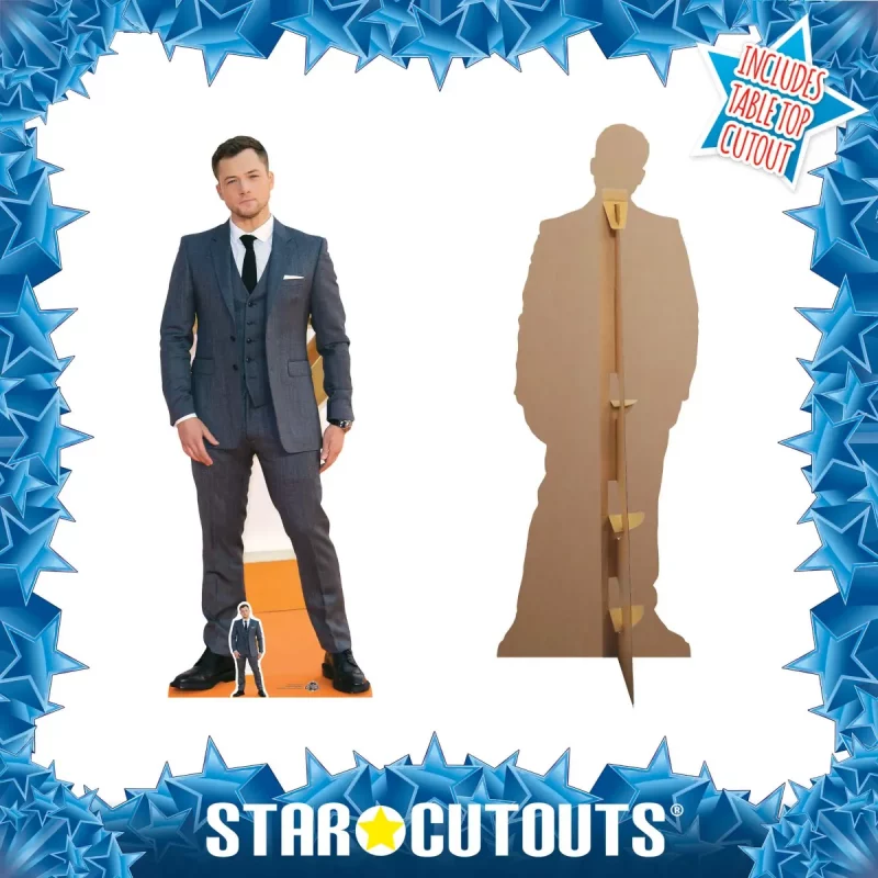 CS691 Taron Egerton 'Smart Suit' (Welsh Actor) Lifesize + Mini Cardboard Cutout Standee Frame