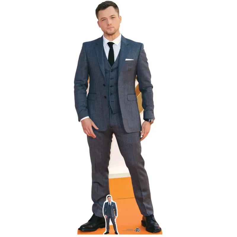 CS691 Taron Egerton 'Smart Suit' (Welsh Actor) Lifesize + Mini Cardboard Cutout Standee Front
