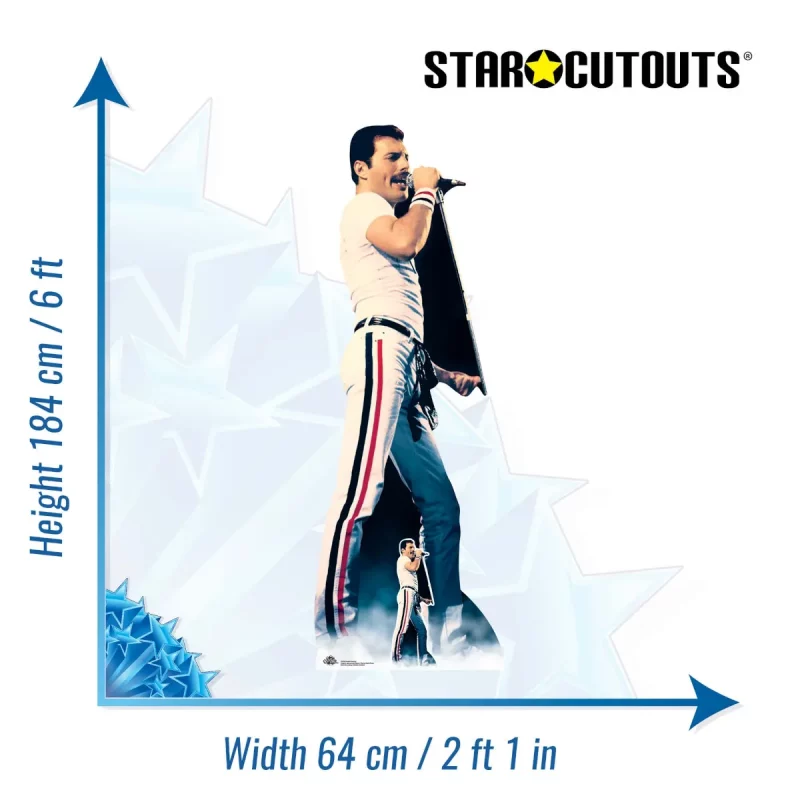 CS700 Freddie Mercury 'On Stage 1982' (British SingerSongwriter) Lifesize + Mini Cardboard Cutout Standee Size