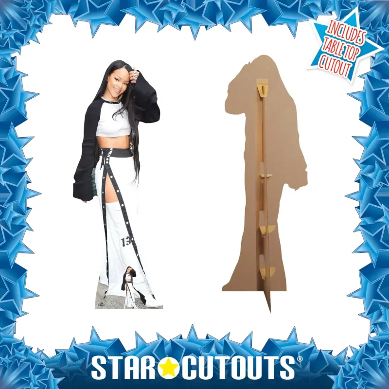 CS730 Rihanna 'Black & White Outfit' (Barbadian Singer) Lifesize + Mini Cardboard Cutout Standee Frame