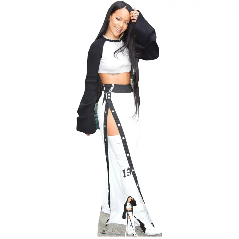 CS730 Rihanna 'Black & White Outfit' (Barbadian Singer) Lifesize + Mini Cardboard Cutout Standee Front