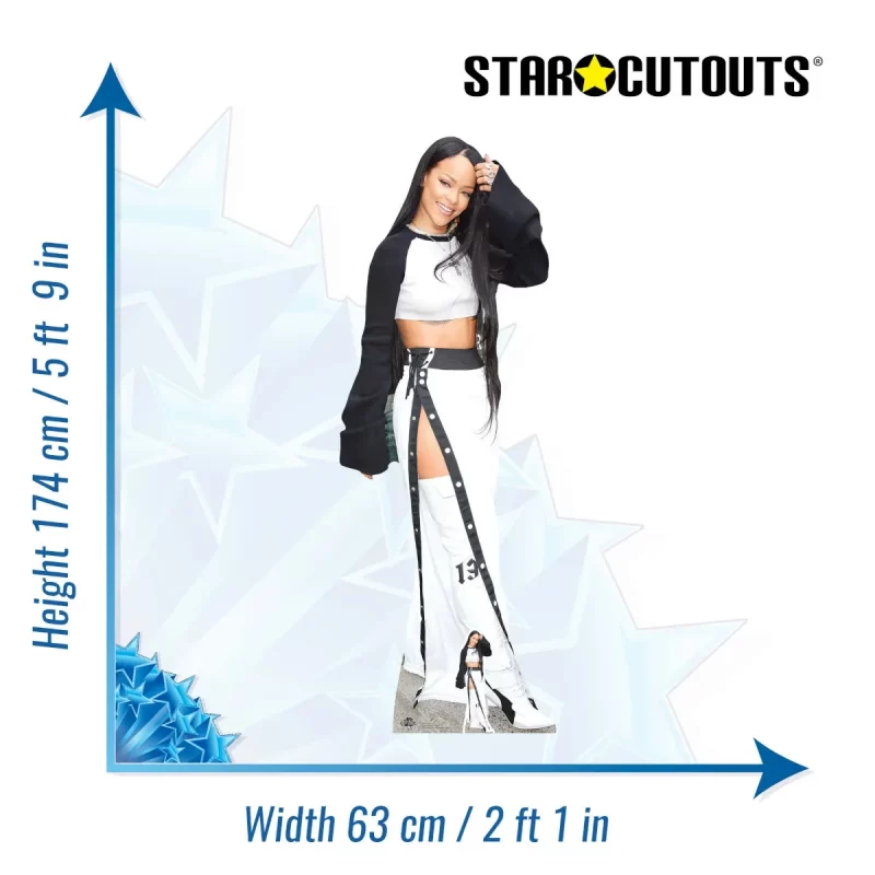 CS730 Rihanna 'Black & White Outfit' (Barbadian Singer) Lifesize + Mini Cardboard Cutout Standee Size