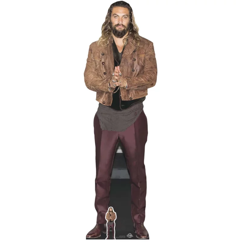 CS744 Jason Momoa 'Leather Jacket' (American Actor) Lifesize + Mini Cardboard Cutout Standee Front