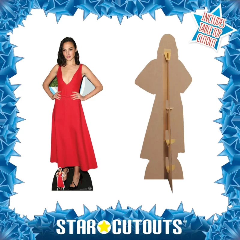 CS771 Gal Gadot 'Red Dress' (Israeli Actress) Lifesize + Mini Cardboard Cutout Standee Frame