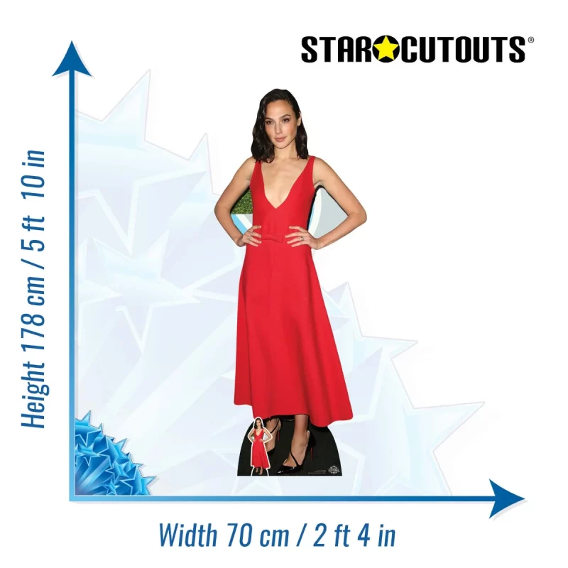 CS771 Gal Gadot 'Red Dress' (Israeli Actress) Lifesize + Mini Cardboard Cutout Standee Size