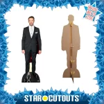 CS781 Hugh Jackman 'Black Suit' (Australian Actor) Lifesize + Mini Cardboard Cutout Standee Frame