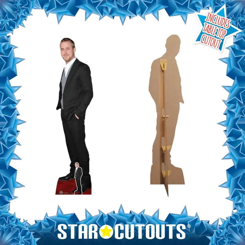 CS786 Ryan Gosling 'Black Suit' (Canadian Actor) Lifesize + Mini Cardboard Cutout Standee Frame
