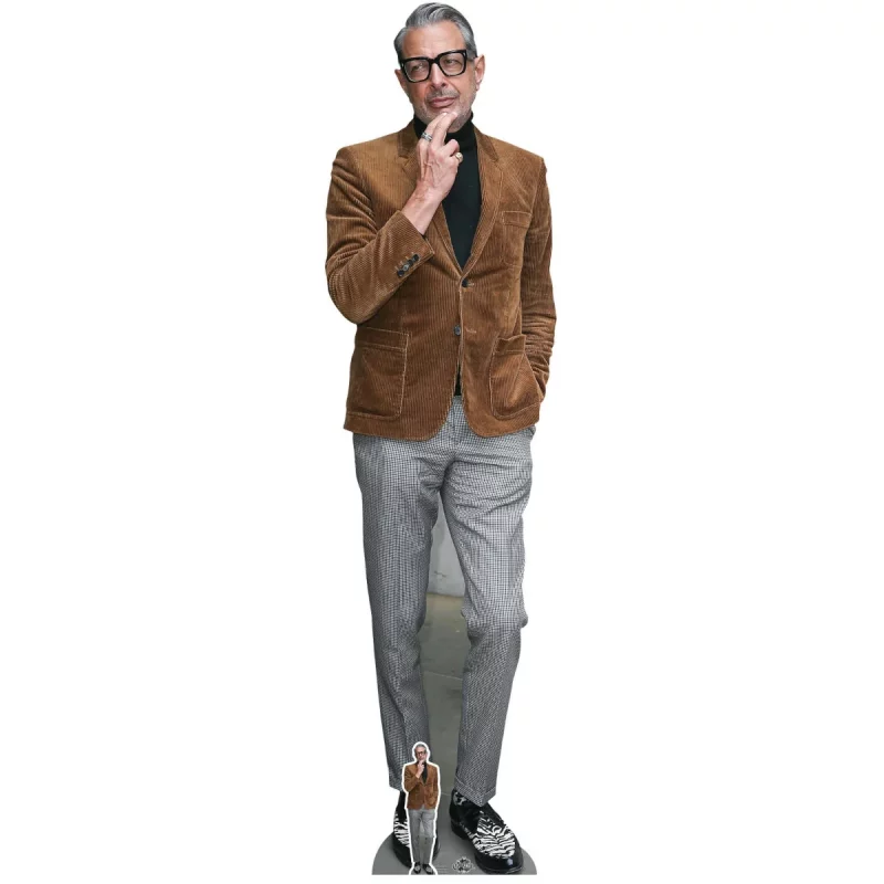 CS854 Jeff Goldblum 'Suede Jacket' (American Actor) Lifesize + Mini Cardboard Cutout Standee Front