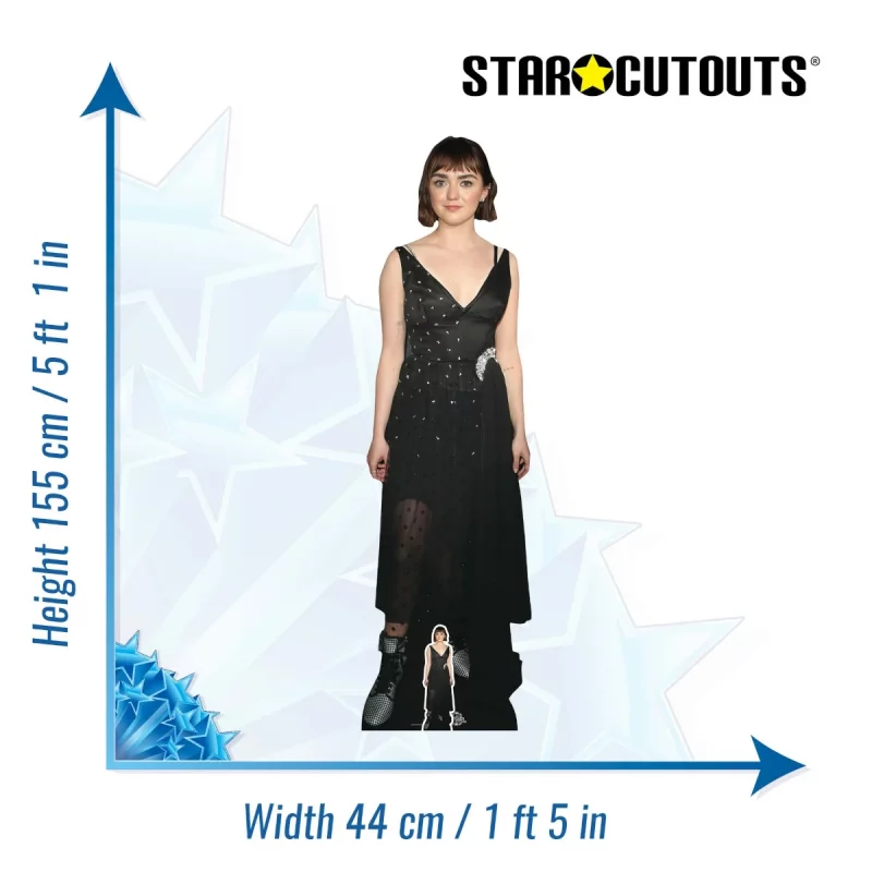 CS865 Maisie Williams 'Black Dress' (English Actress) Lifesize + Mini Cardboard Cutout Standee Size