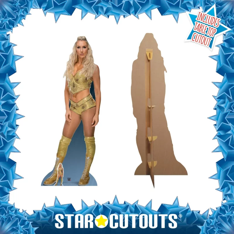 SC1205 Charlotte Flair 'Gold Outfit' (WWE) Official Lifesize + Mini Cardboard Cutout Standee Frame