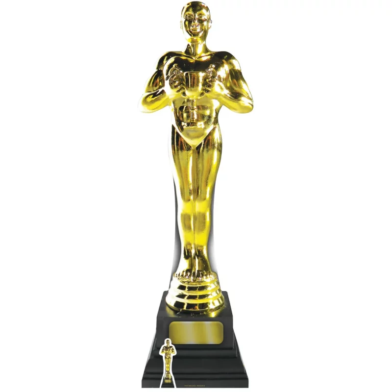 SC181 Golden Award Statue (Party Prop) Large + Mini Cardboard Cutout Standee Front