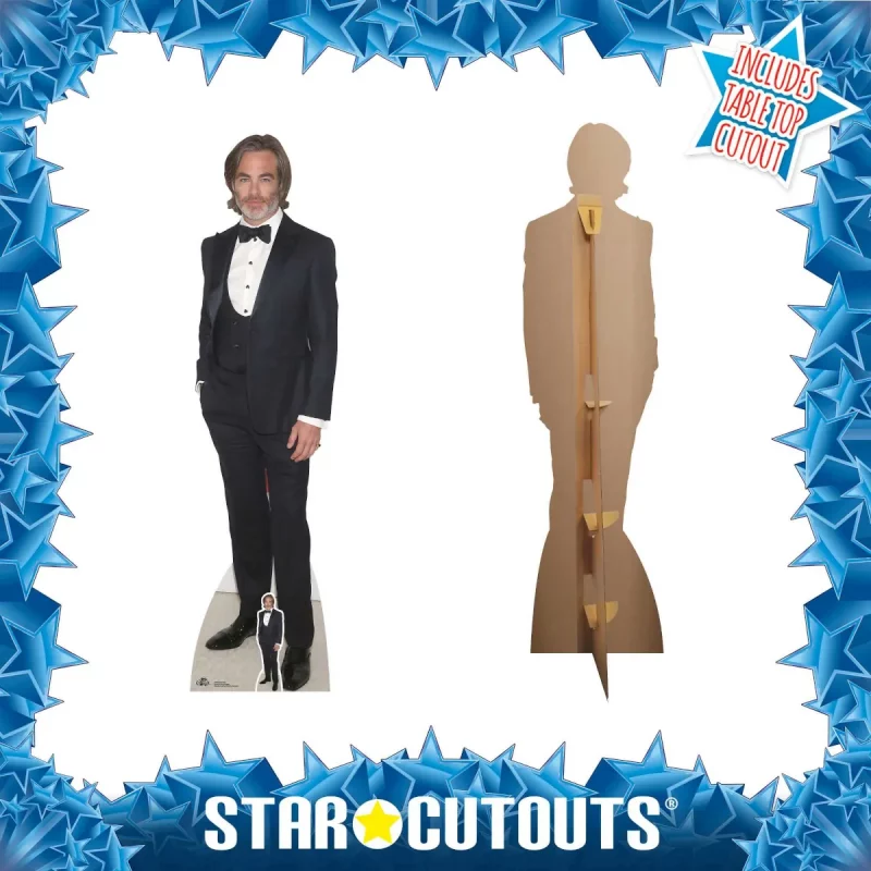 CS982 Chris Pine 'Tuxedo' (American Actor) Lifesize + Mini Cardboard Cutout Standee Frame