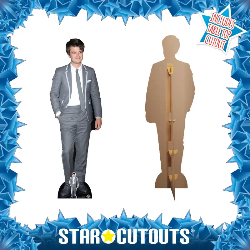 CS1014 Joe Keery 'Grey Suit' (American Actor) Lifesize + Mini Cardboard Cutout Standee Frame