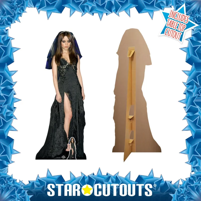 CS1049 Jenna Ortega 'Black Dress' (American Actress) Lifesize + Mini Cardboard Cutout Standee Frame