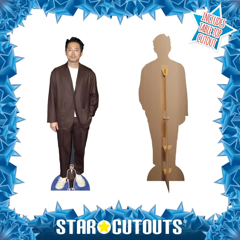 CS1060 Steven Yeun 'Brown Suit' (South Korean American Actor) Lifesize + Mini Cardboard Cutout Standee Frame