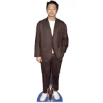 CS1060 Steven Yeun 'Brown Suit' (South Korean American Actor) Lifesize + Mini Cardboard Cutout Standee Front