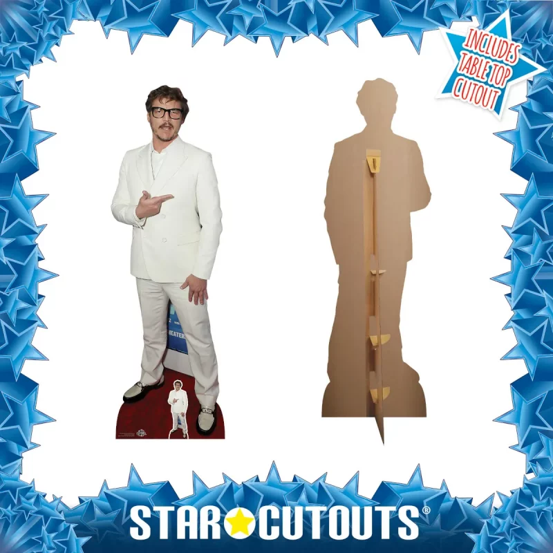 CS1066 Pedro Pascal 'White Suit' (American Actor) Lifesize + Mini Cardboard Cutout Standee Frame