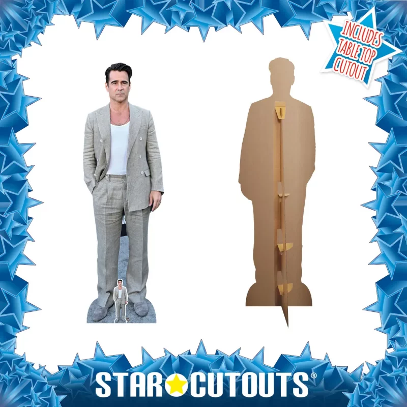 CS1072 Colin Farrell 'Grey Suit' (Irish Actor) Lifesize + Mini Cardboard Cutout Standee Frame