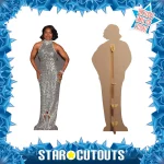 CS1075 Angela Bassett 'Silver Dress' (American Actress) Lifesize + Mini Cardboard Cutout Standee Frame