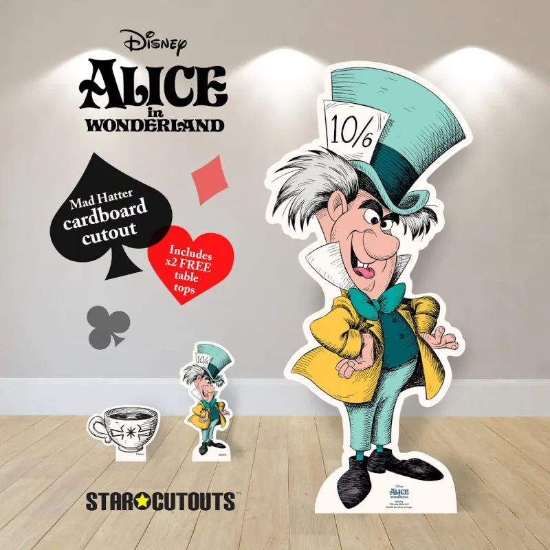 The Mad Hatter Disney Alice in Wonderland Official Small + Minis Cardboard Cutout Room