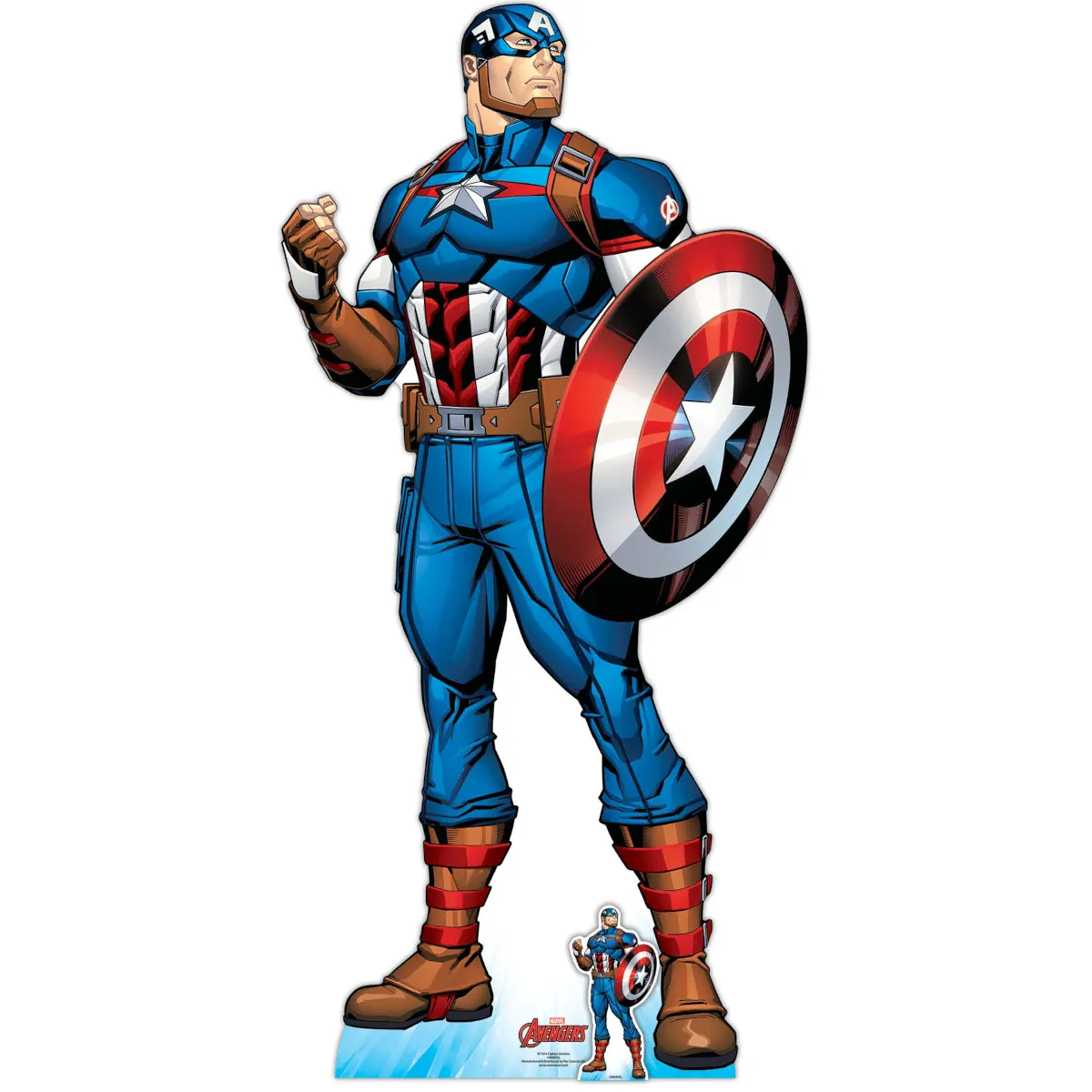 Captain America 'Superhero' (Marvel Avengers) Lifesize + Mini Cardboard Cutout Front