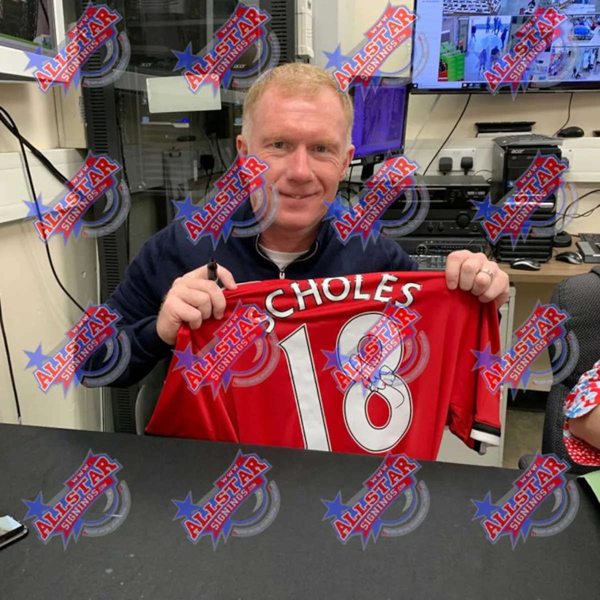 173262 Manchester United F.C. Paul Scholes Framed Signed 2017-2018 Season Replica Football Shirt 2