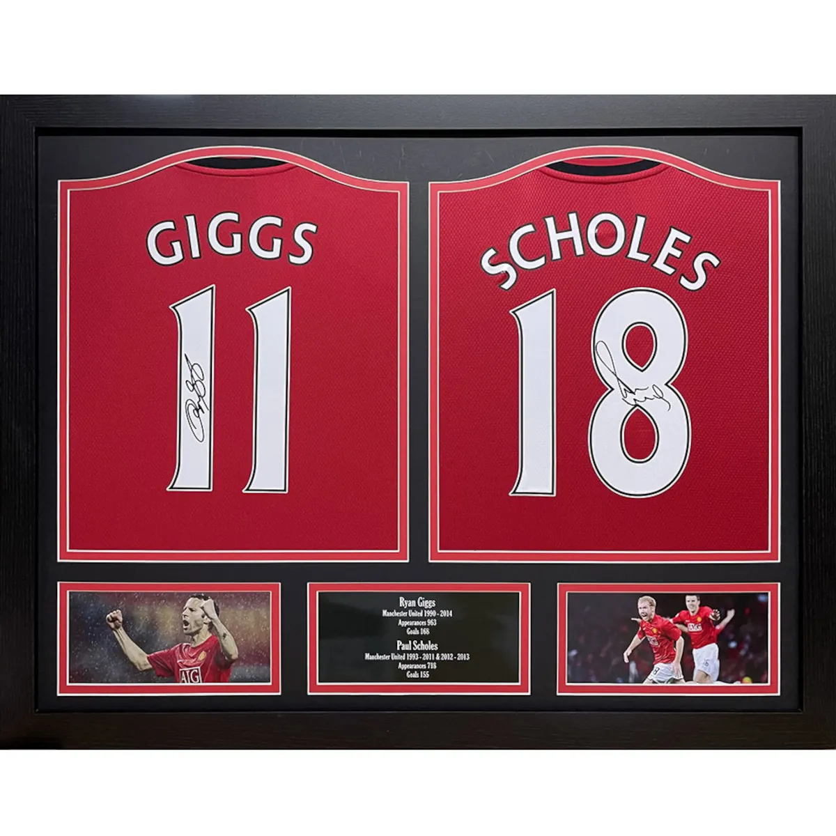 190057 Manchester United F.C. Giggs & Scholes Dual Framed Signed 2019-2020 Season Replica Football Shirts