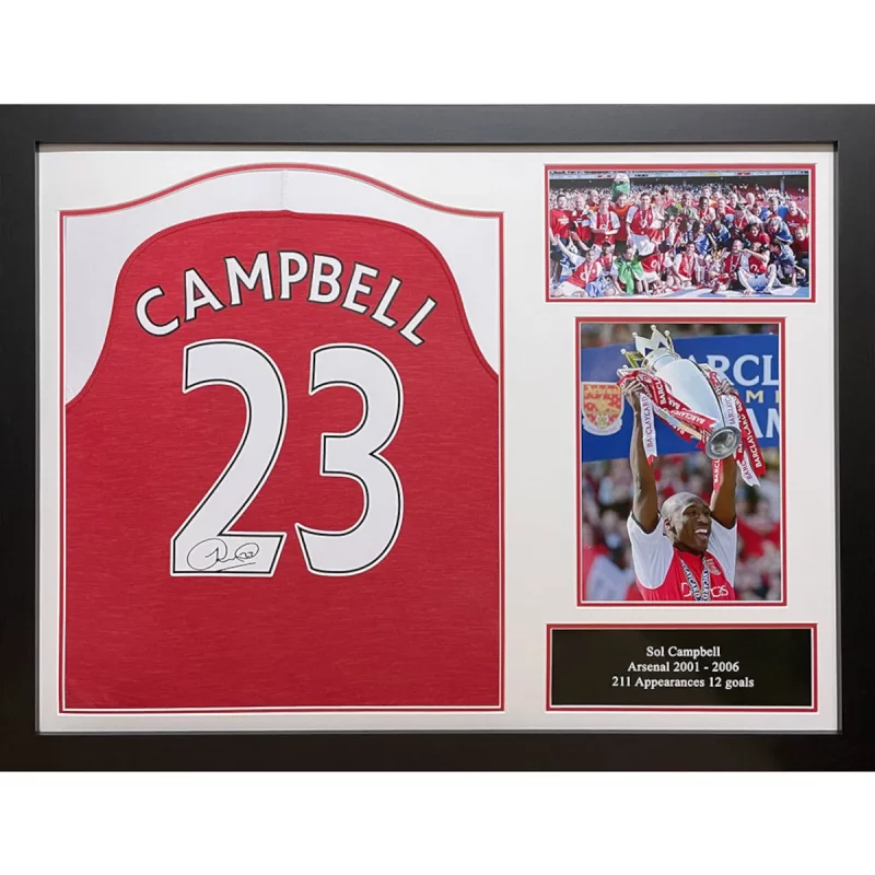 190065 Arsenal F.C. Sol Campbell Framed Signed Replica Football Shirt