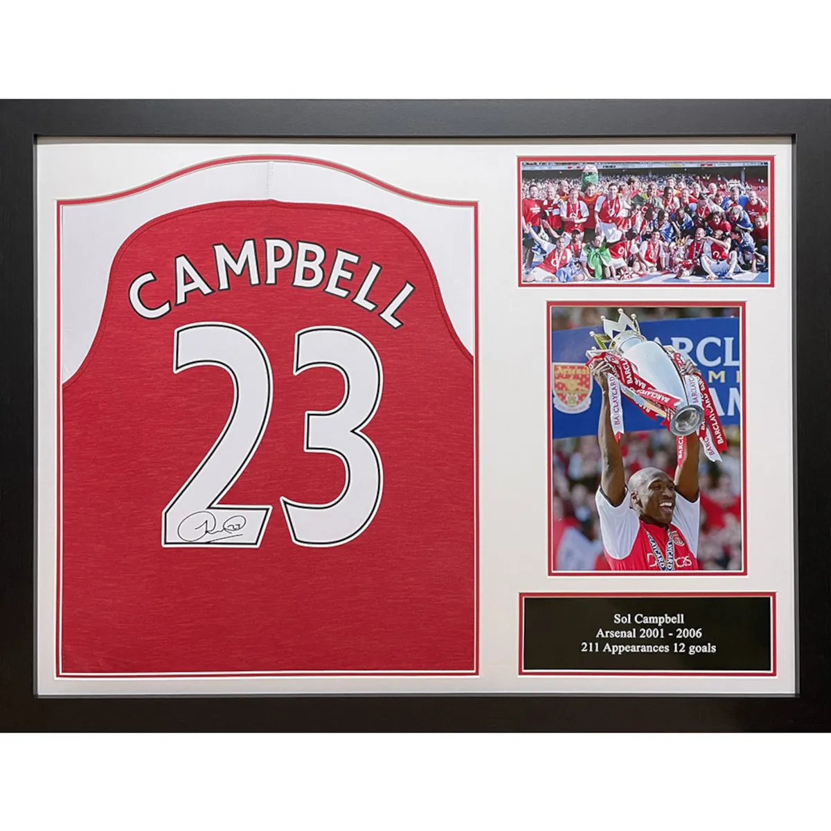 190065 Arsenal F.C. Sol Campbell Framed Signed Replica Football Shirt