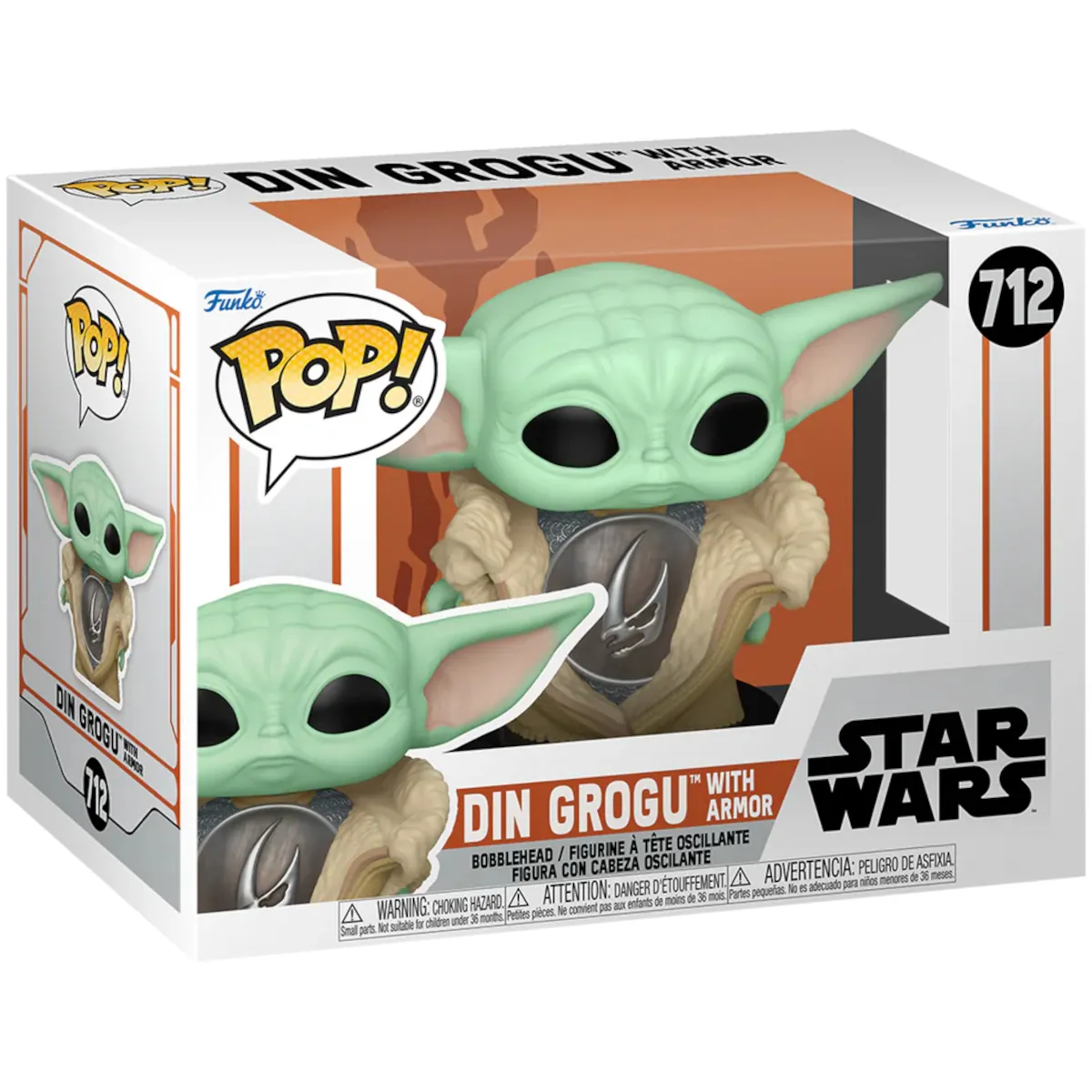 80004 Funko Pop! Television - Star Wars The Mandalorian - Din Grogu with Armor Collectable Vinyl Figure Box Front