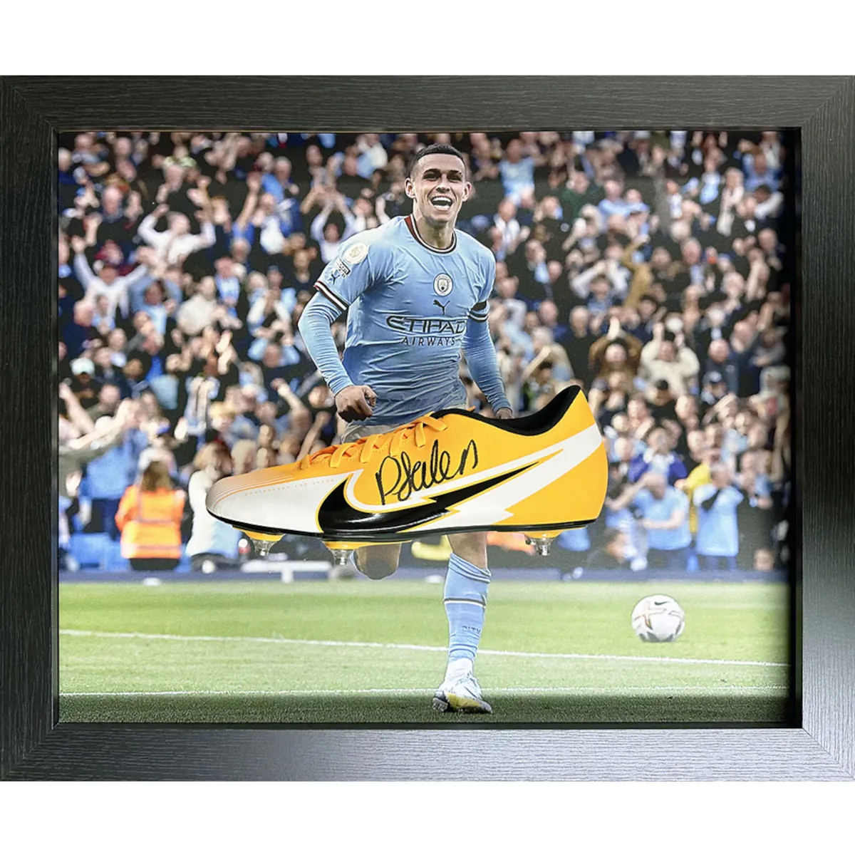 TM-02540 Manchester City F.C. Phil Foden Framed Signed Football Boot