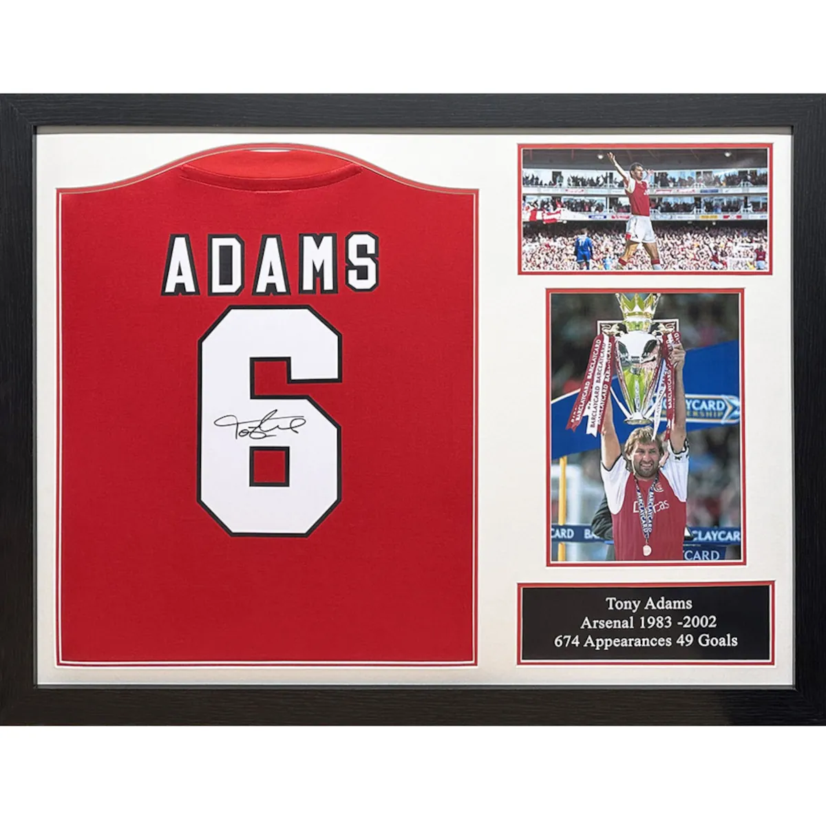 TM-02707 Arsenal F.C. Tony Adams Framed Signed Retro Replica Football Shirt