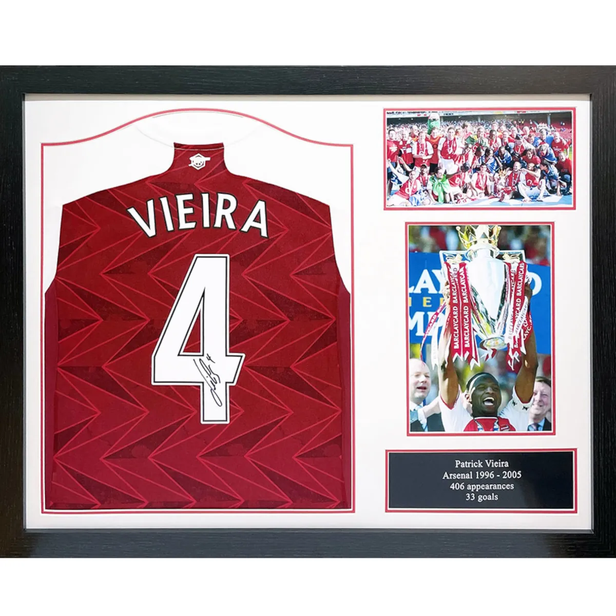 TM-02711 Arsenal F.C. Patrick Vieira Framed Signed Replica Football Shirt