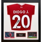 TM-02717 Liverpool F.C. Diogo Jota Framed Signed 2020-2021 Season Replica Football Shirt