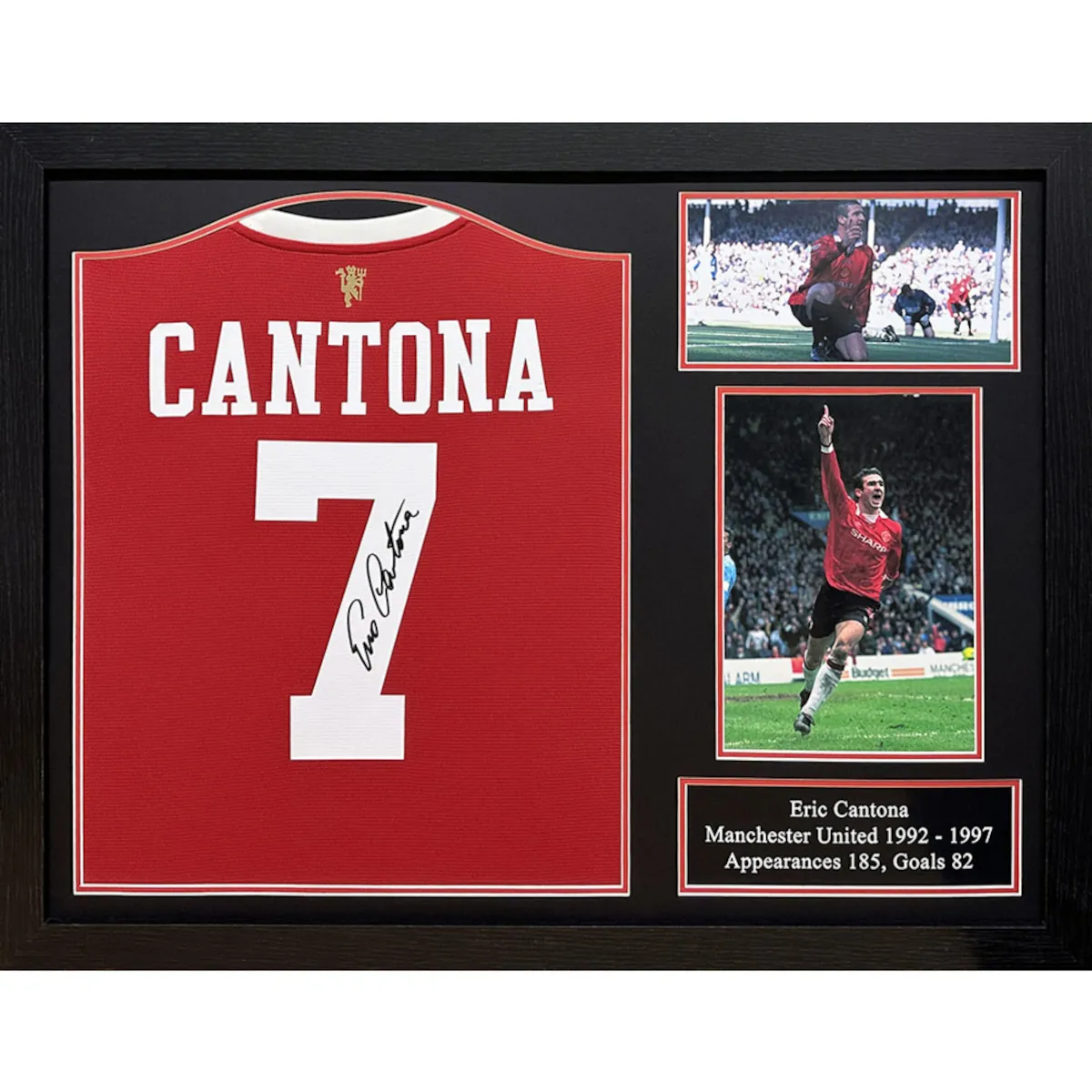 TM-02726 Manchester United F.C. Eric Cantona Framed Signed 2021-2022 Season Replica Football Shirt