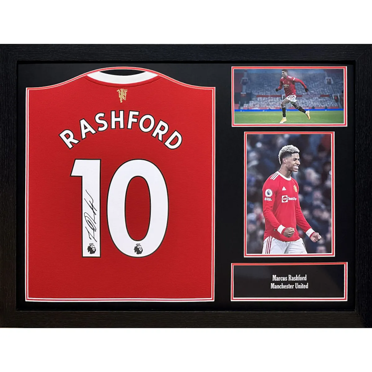 TM-03183 Manchester United F.C. Marcus Rashford Framed Signed 2021-2022 Season Replica Football Shirt