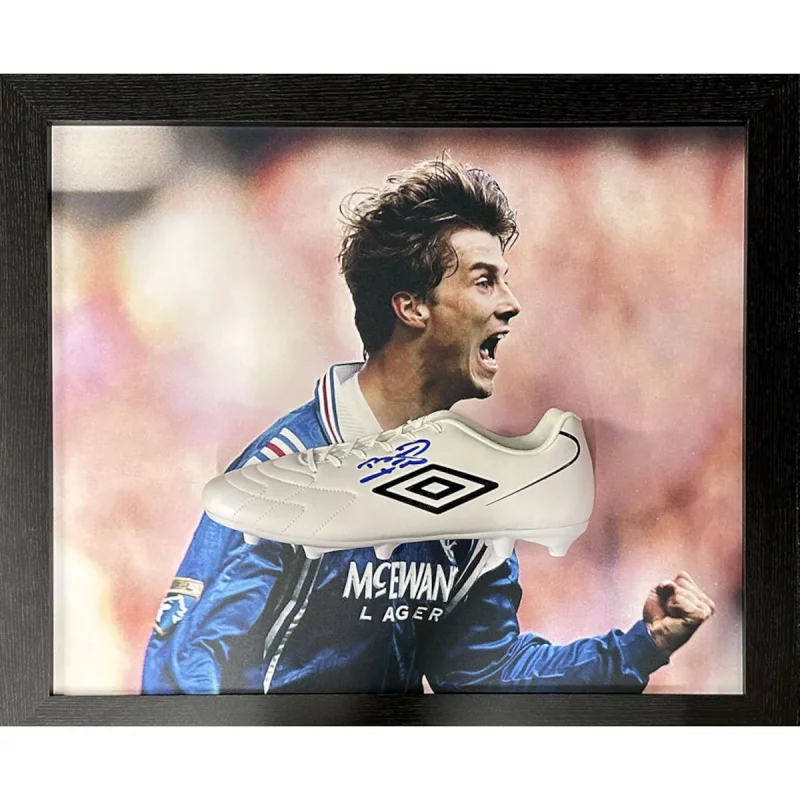 TM-03186 Rangers F.C. Brian Laudrup Framed Signed Football Boot