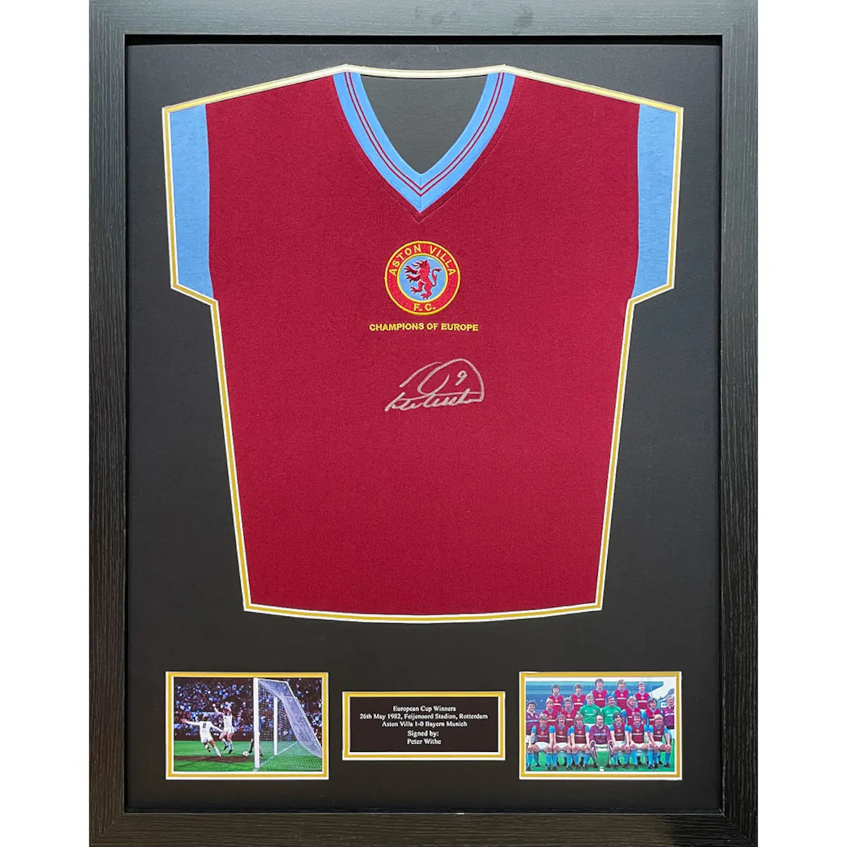TM-03192 Aston Villa F.C. Peter Withe Framed Signed Replica Football Shirt