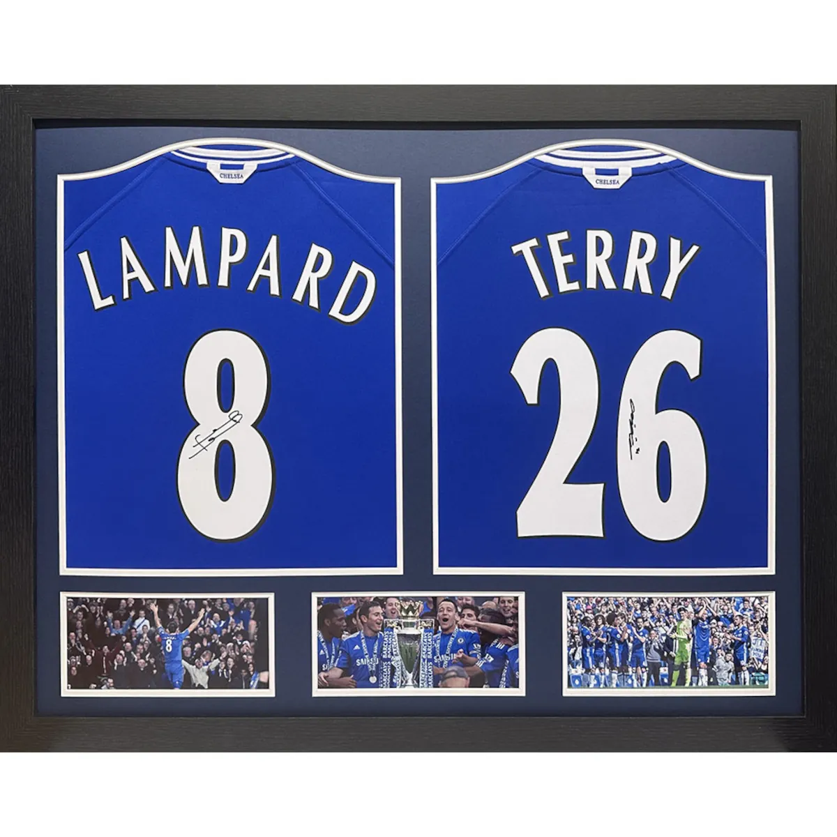 TM-04676 Chelsea F.C. Lampard & Terry Dual Framed Signed 2000 Season FA Cup Final Replica Football Shirts