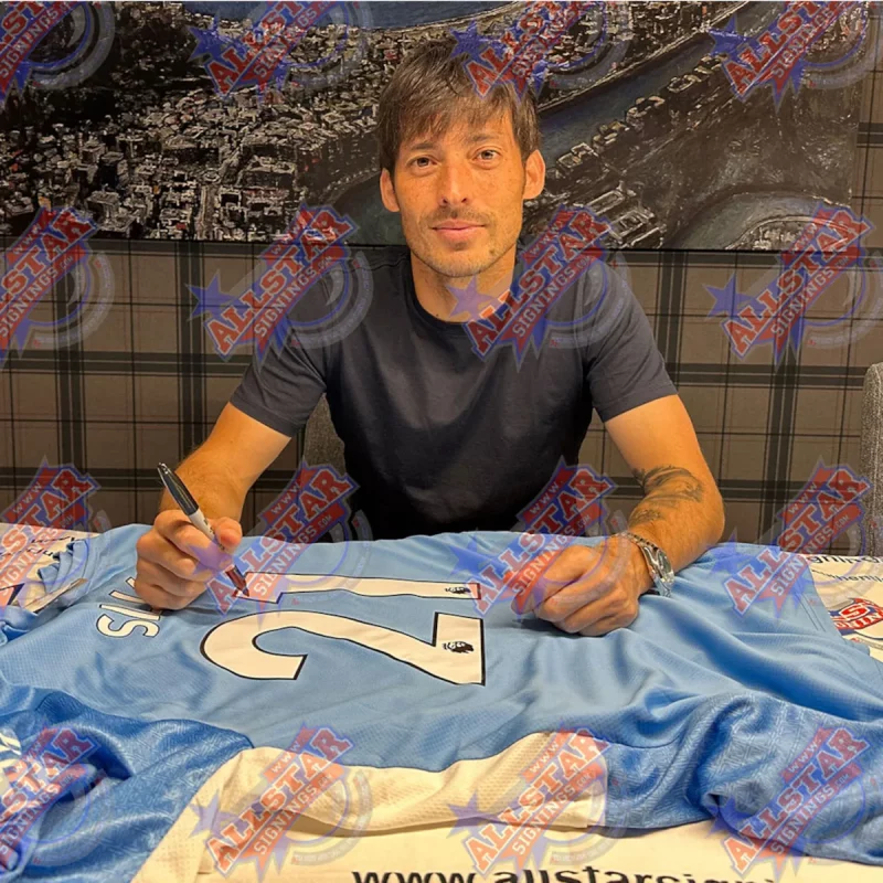 TM-04680 Manchester City F.C. David Silva Framed Signed 2020-2021 Season Replica Football Shirt 2