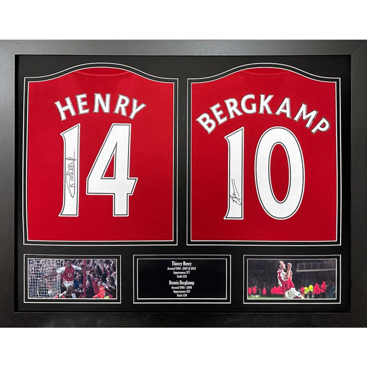 TM-04780 Arsenal F.C. Bergkamp & Henry Dual Framed Signed Replica Football Shirts
