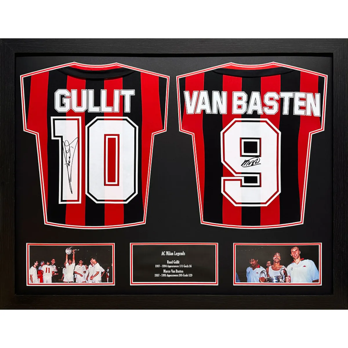TM-04977 A.C. Milan 1988 Gullit & Van Basten Dual Framed Signed Replica Shirts