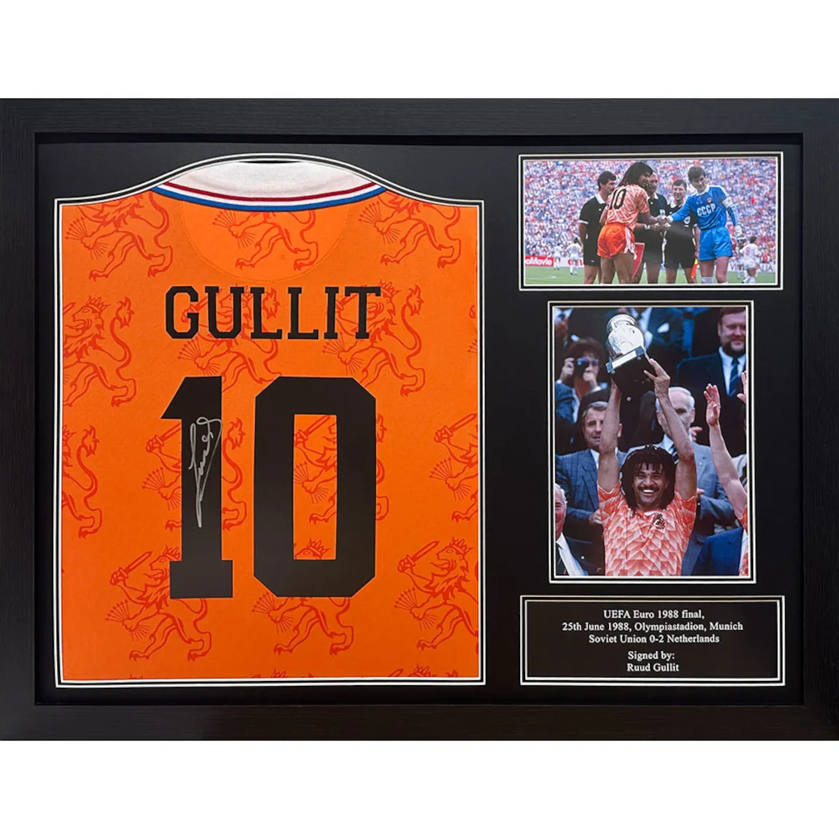 TM-04985 Netherlands Ruud Gullit Framed Signed 1994 World Cup Replica Football Shirt