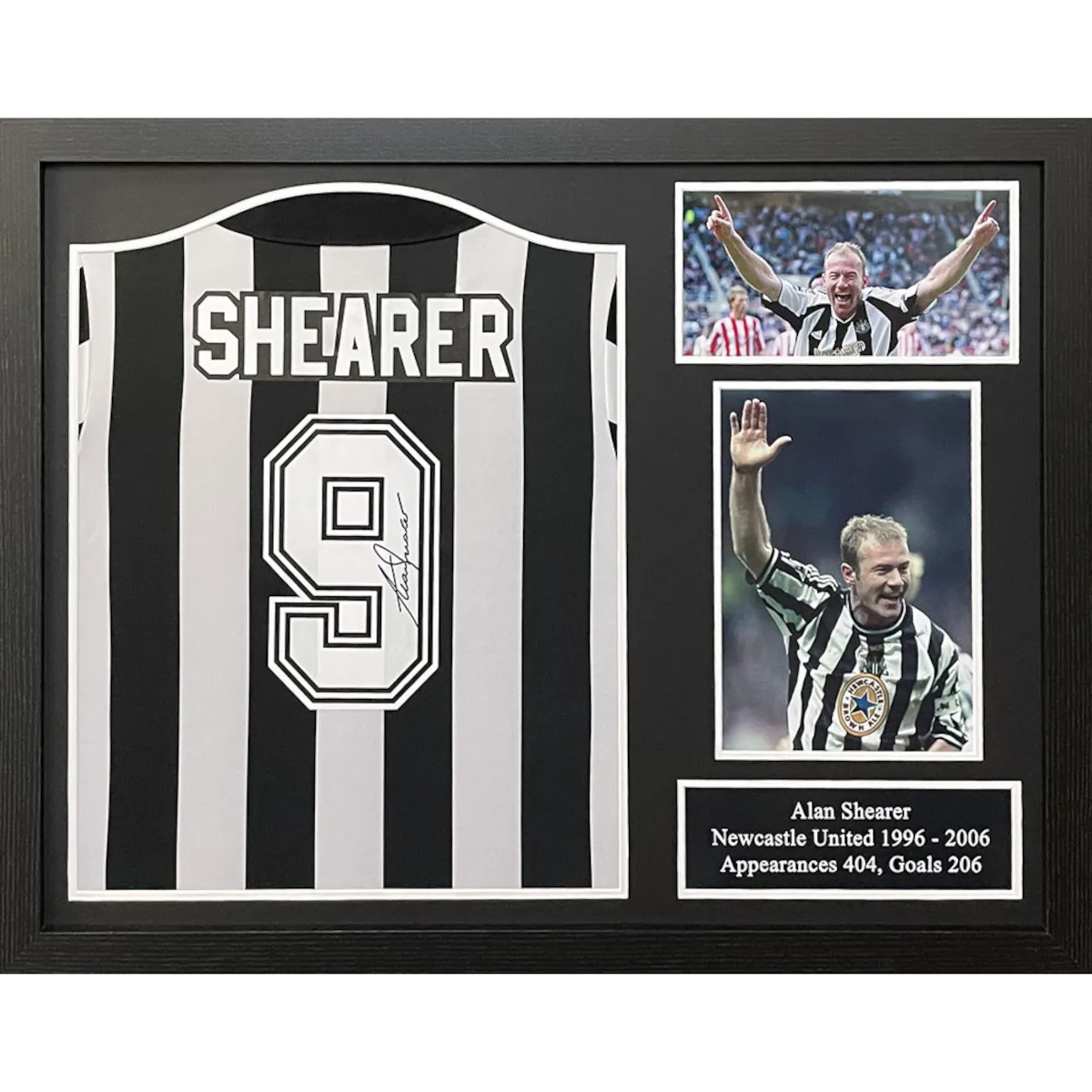 TM-04988 Newcastle United F.C. Alan Shearer Framed Signed Replica Football Shirt