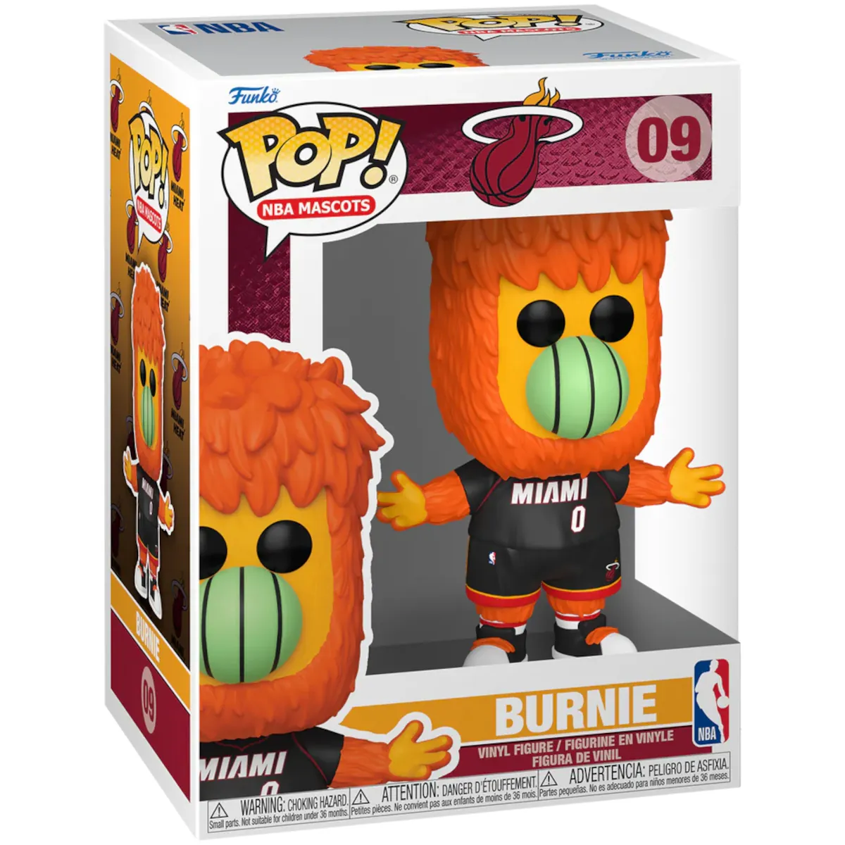 52169 Funko Pop! NBA Mascots - NBA Miami Heat - Burnie The Fireball Collectable Vinyl Figure Box Front