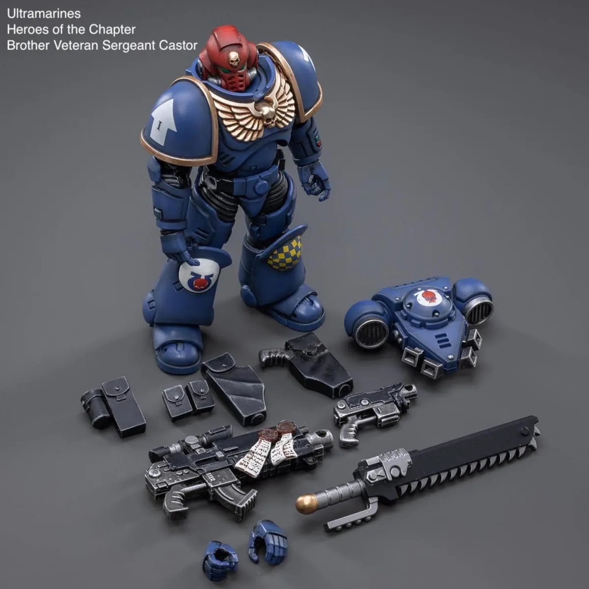 6973130372474 Warhammer 40K Ultramarines Heroes of the Chapter Brother Veteran Sergeant Castor 1-18 Scale Action Figure Accessories