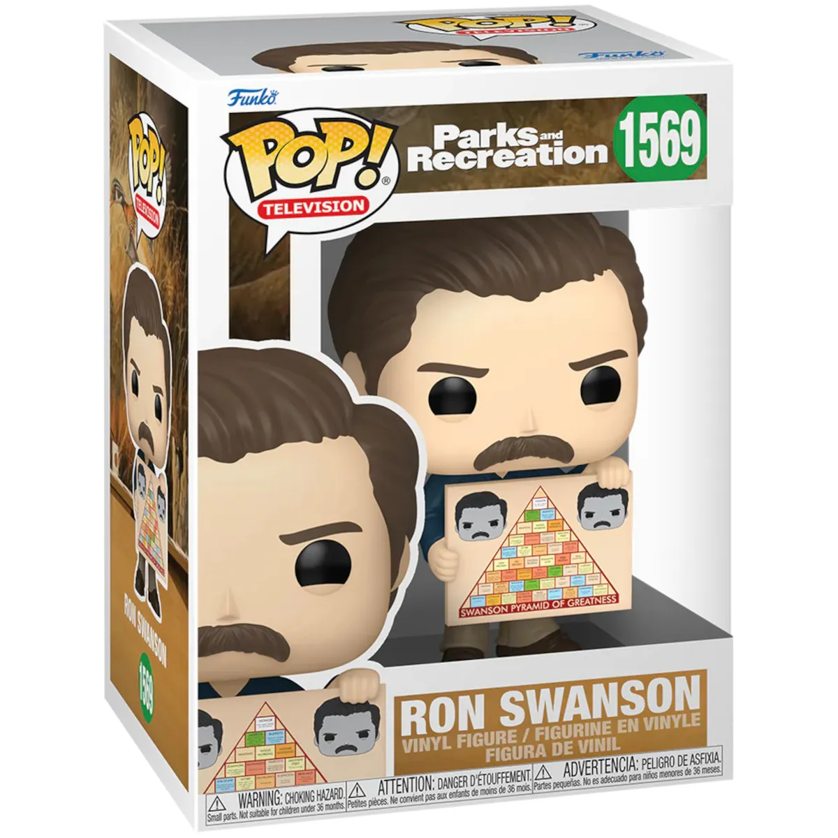 80175 Funko Pop! Television - Parks And Recreation - Ron Swanson (With Pyramid of Greatness) Collectable Vinyl Figure Box Front